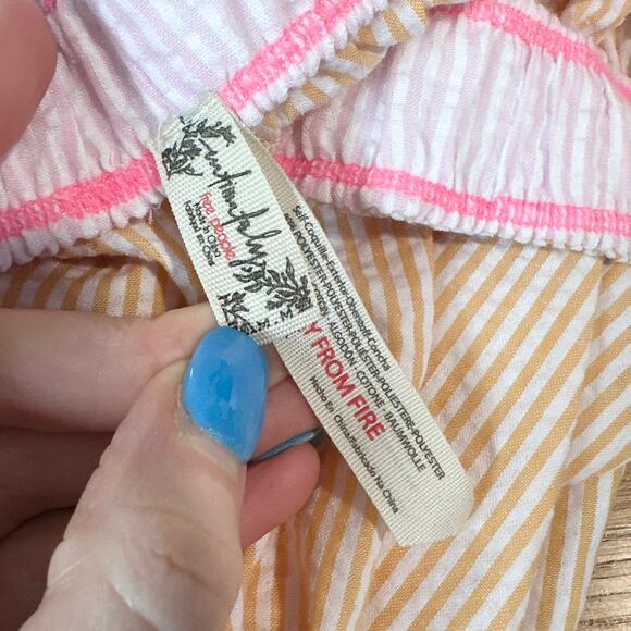 Free People Cotton Bloomers Striped Pajama Pants Elastic Waist Ruffle Hem Lounge - Picture 9 of 9